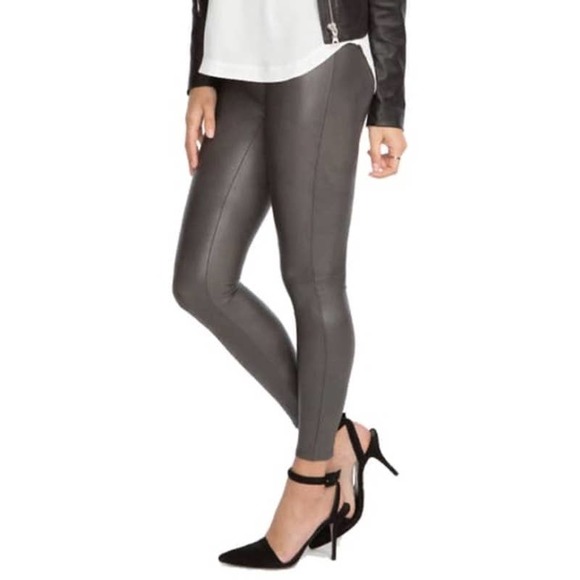 SPANX Pants - SPANX Faux Leather Leggings in Gunmetal Grey High Waist Legging Size Medium